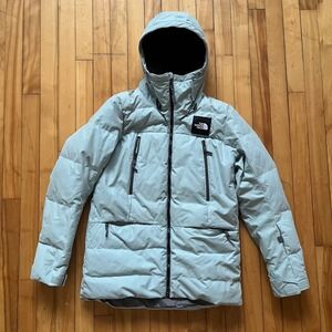 The North Face 550 Fill Down Puffer Parka Jacket Women Medium Mint Green Hooded